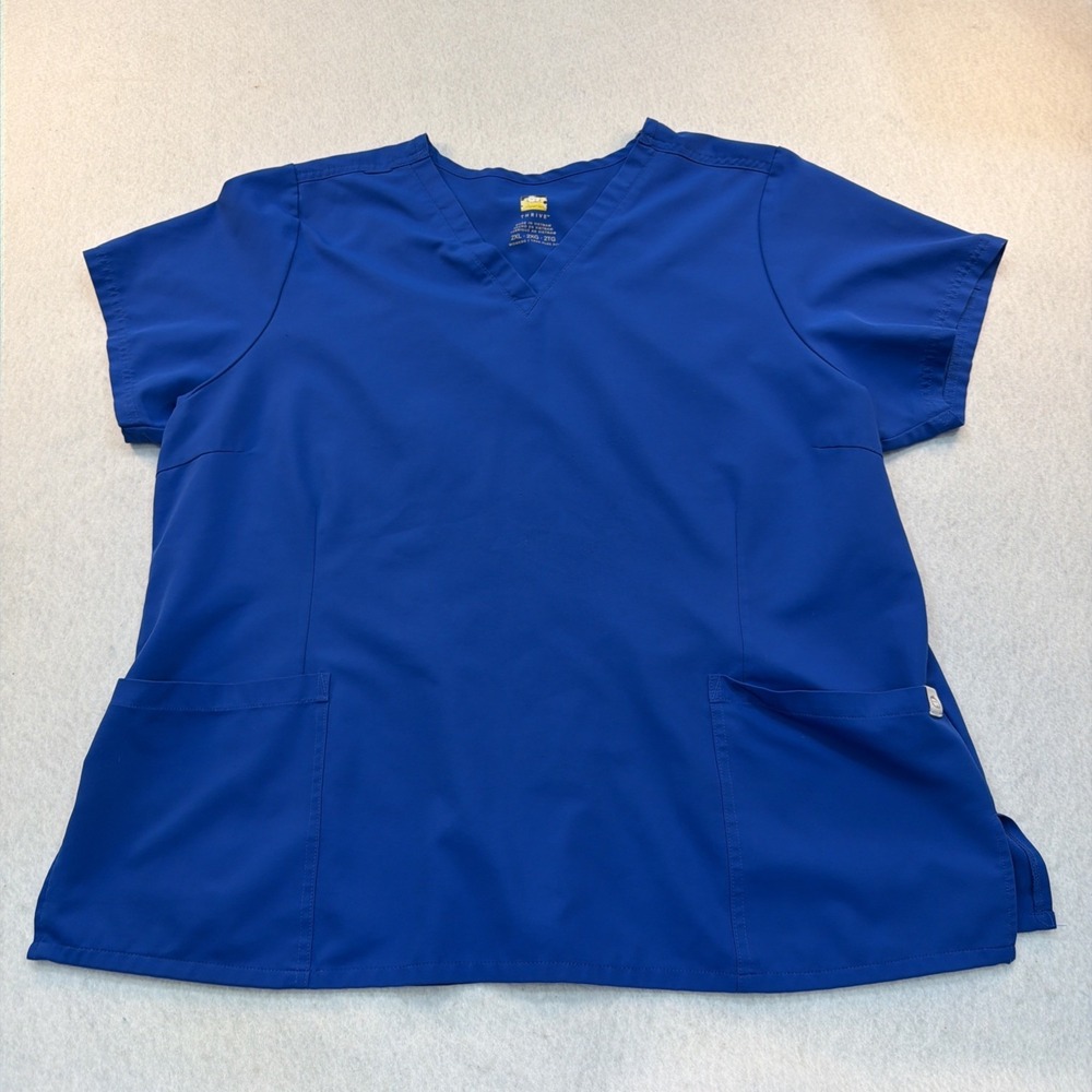 Wonder Wink Women's Thrive V-Neck Scrub Top Short Sleeve Royal Blue 2XL 2 Pocket